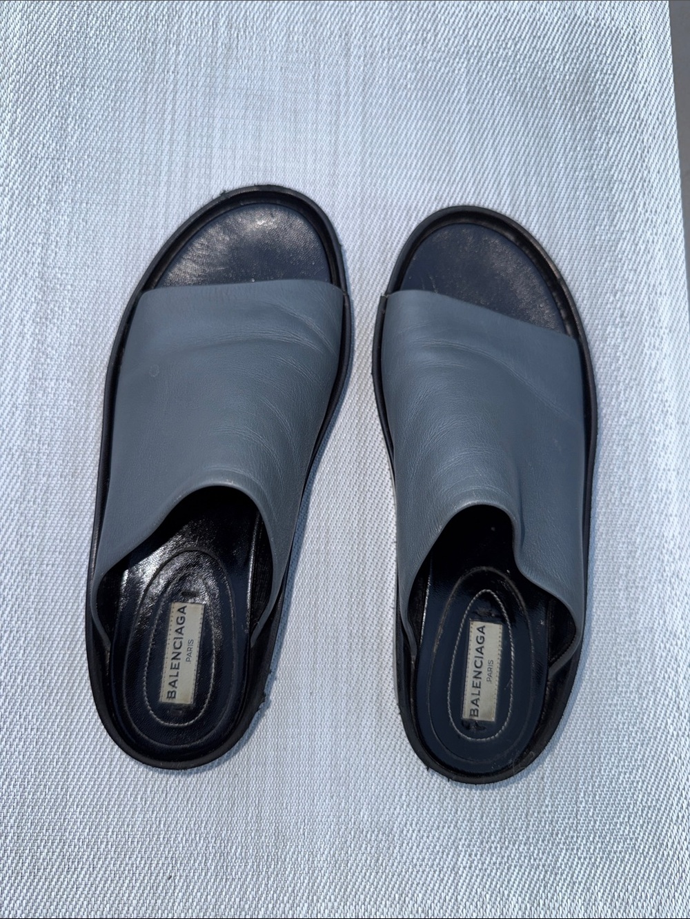 Balenciaga Slate Grey Slide Sandals
